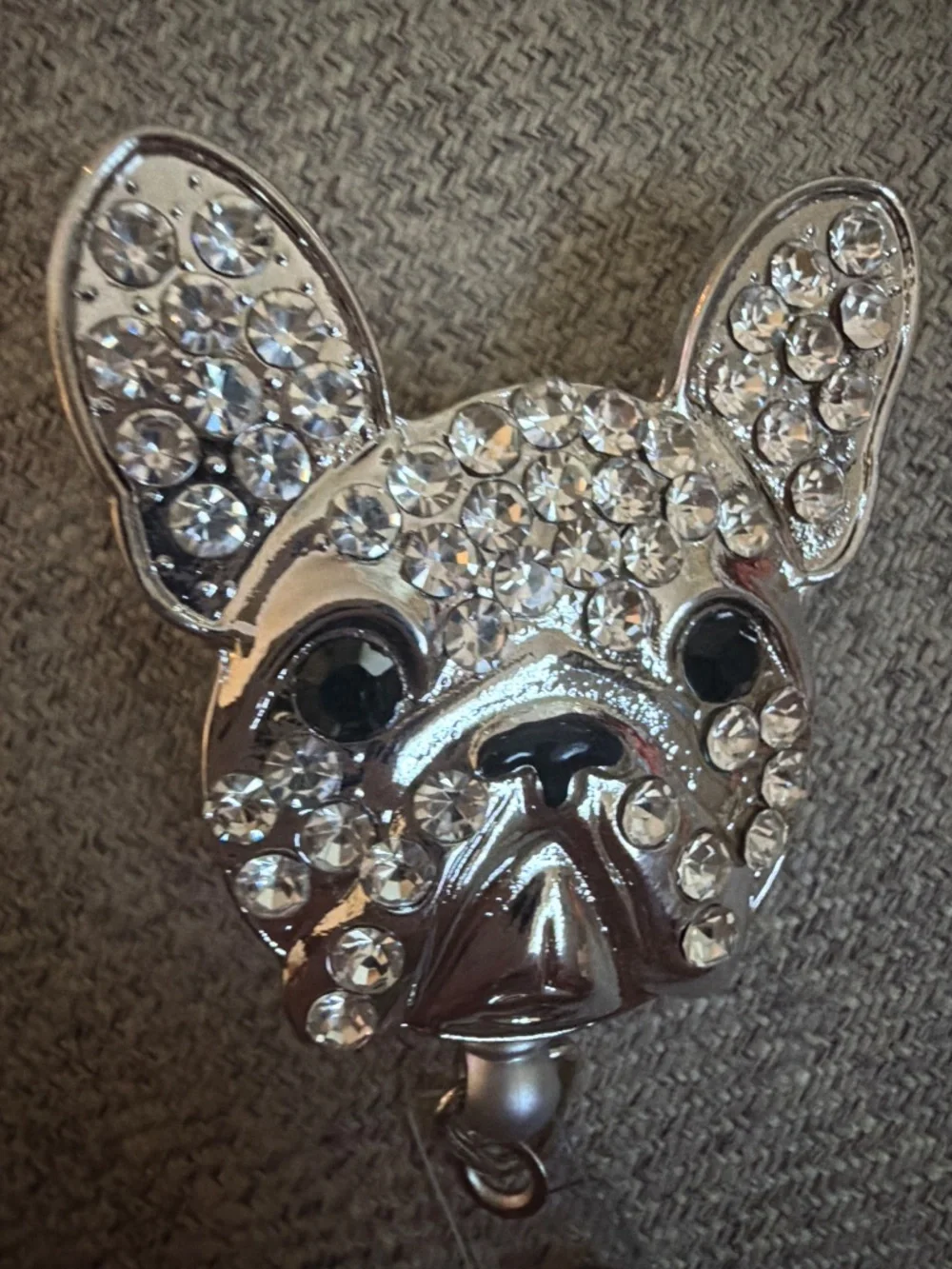 Rhinestone Frenchie Badge Holder